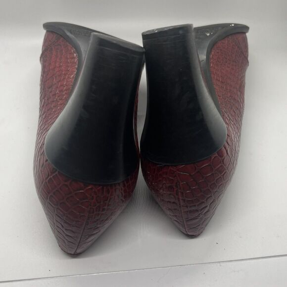 Franco Sarto Red Faux Croc Leather High Heels Block Heel Pumps Size 9M - Picture 3 of 3
